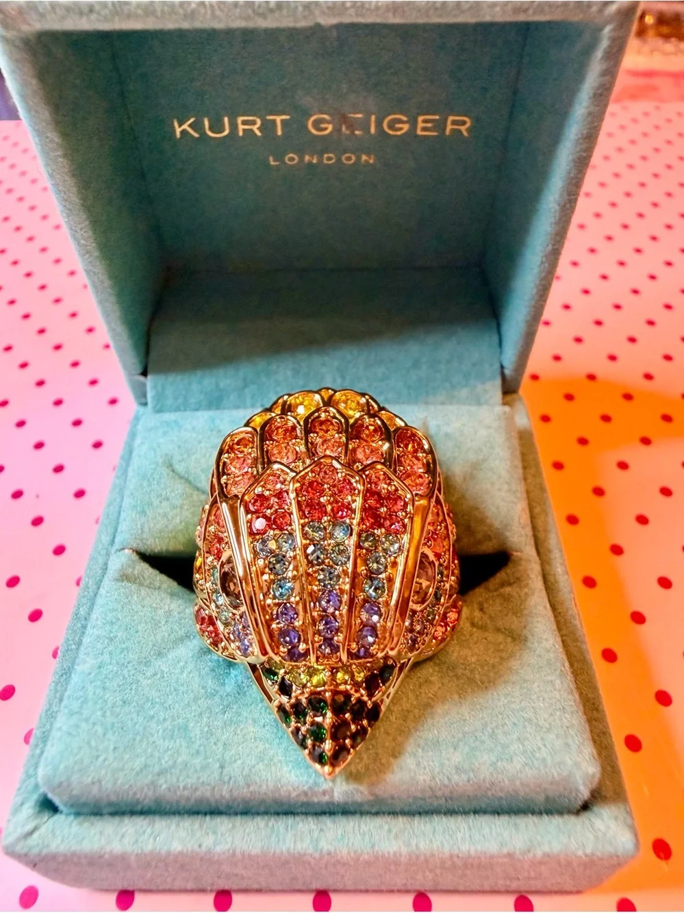 Kurt Geiger Rainbow Eagle Statement Ring size 8